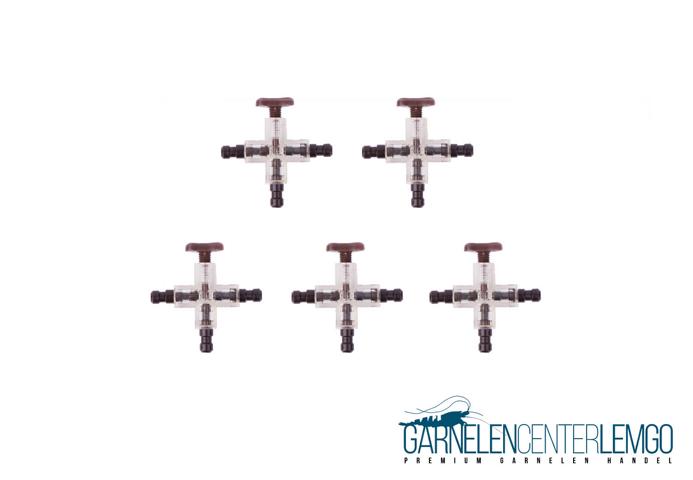 5er Pack Luftverteiler Kreuzstück mit Absperrhahn 4/6mm