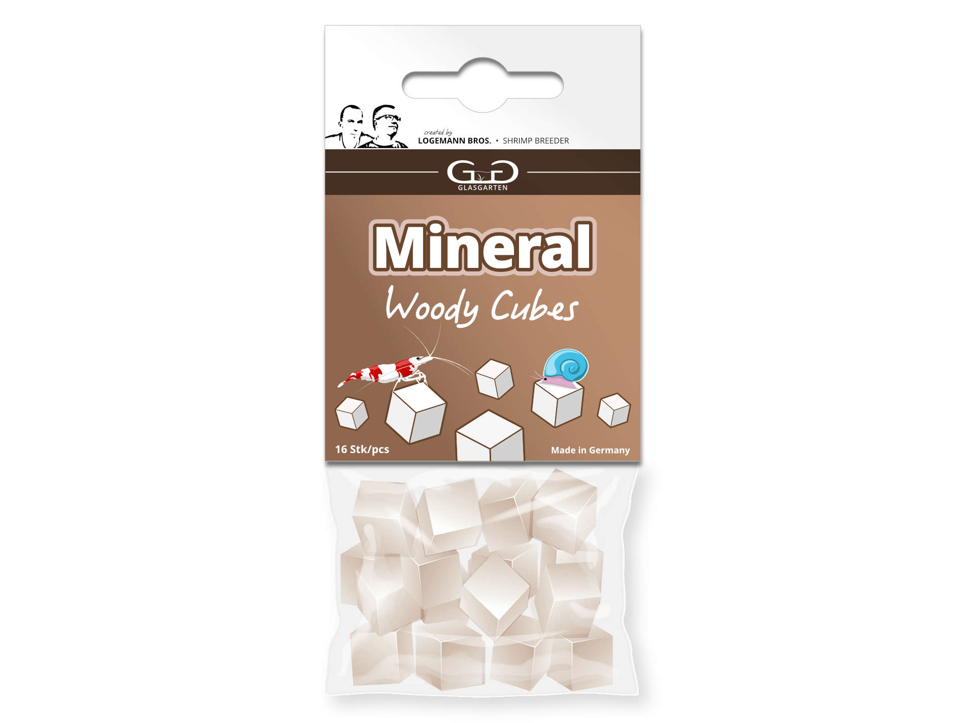 GlasGarten Mineral Woody Cubes - 16 Stück